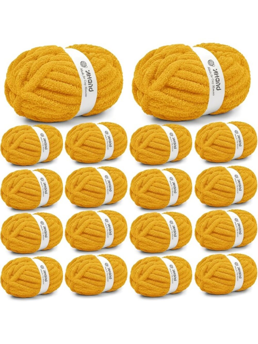 Chunky Honey Gold Chenille Yarn - Thick Bulky Knitting & Crocheting, 18 Pack